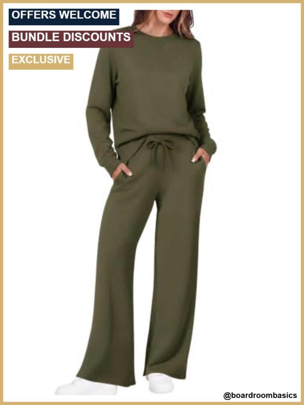 2 Piece Lounge Set Women Crewneck Sweatshirt Wide Leg Sweatpants Matching Set